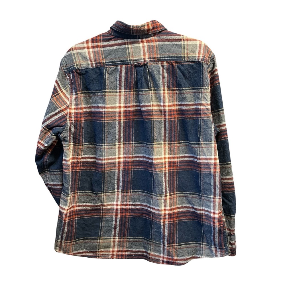 Eddie Bauer Men's Button Up Shirt Plaid Rust Blue Flannel Size XL 100% Cotton - Picture 2 of 6